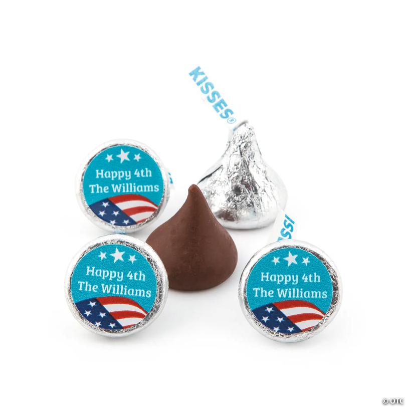 3/4" diam. Personalized Patriotic Hershey’s Kisses Stickers - 60 Pc.