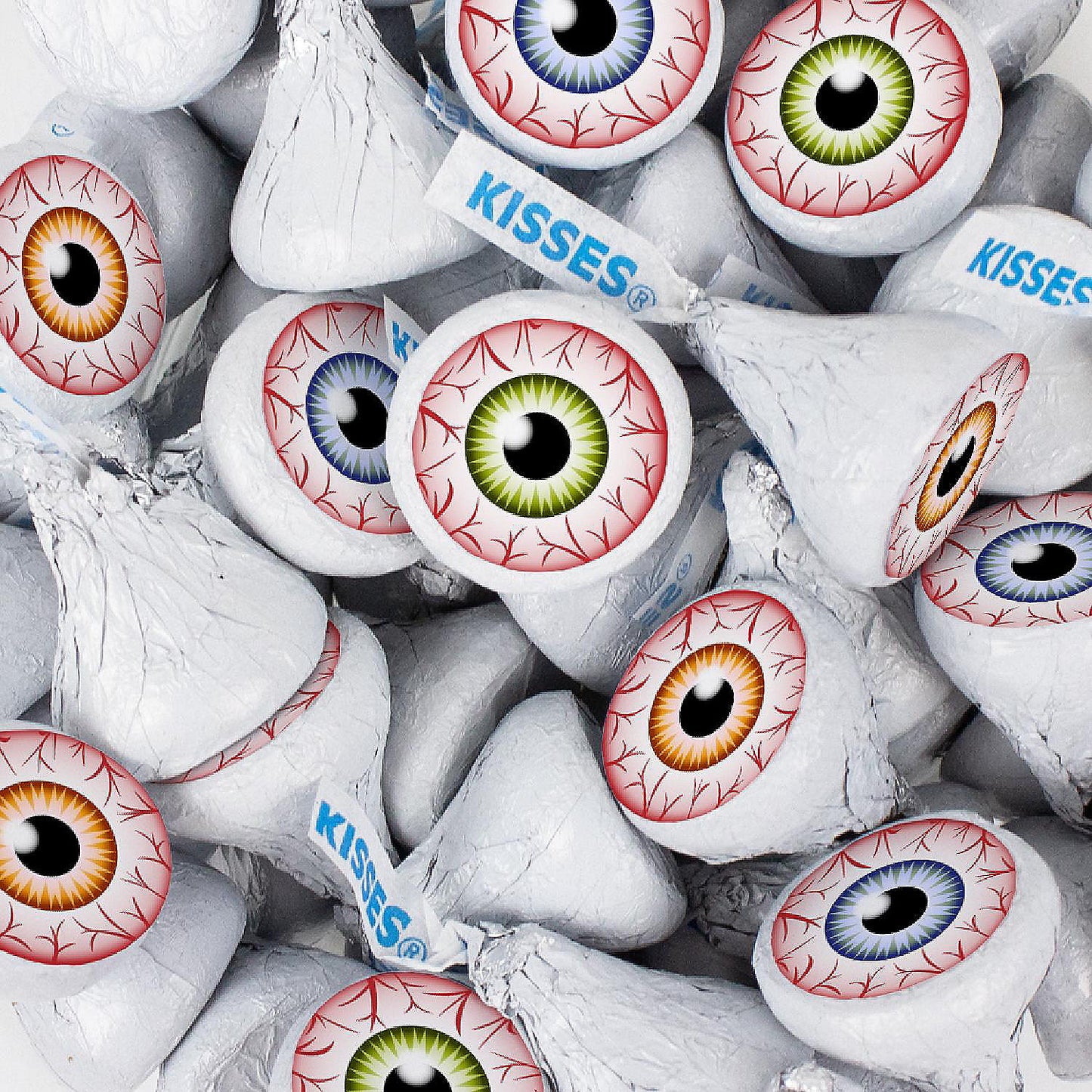 360 Pcs Halloween Party Candy Chocolate Hershey's Kisses (4lb) - Eyeballs