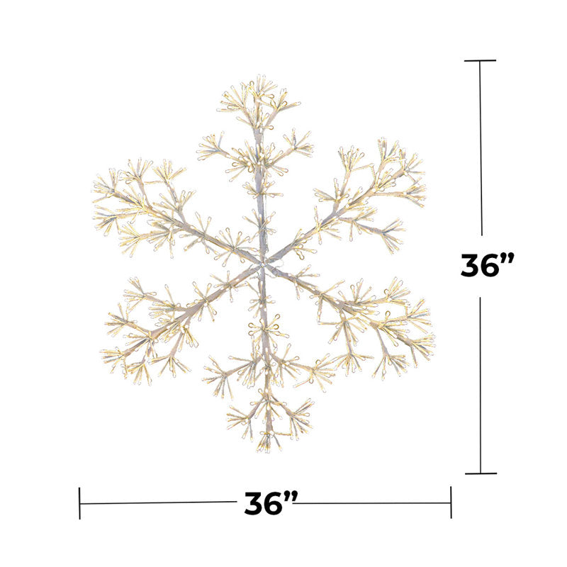 36" Warm White Sparkler Snowflake 660 LED Lighted Window Décor