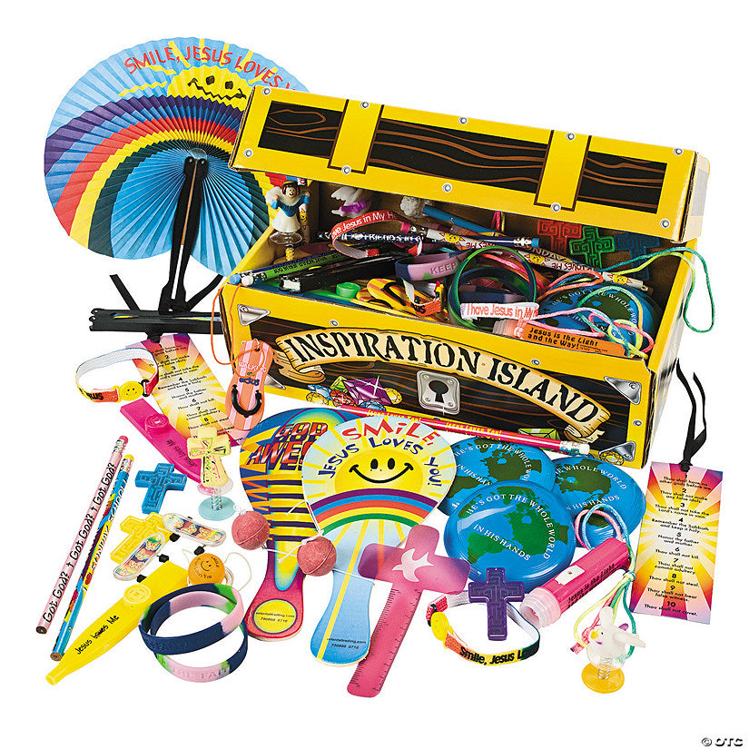 100 Piece(s): 12" x 7" Bulk 100 Pc. Religious Toys Treasure Chest Assortment | USA Decoration®