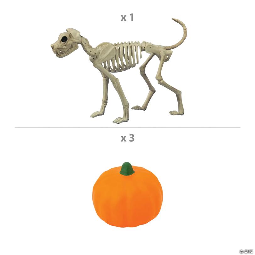 36" x 21" Dog Skeleton Pooping Pumpkins Halloween Decorating Kit – 4 Pc.