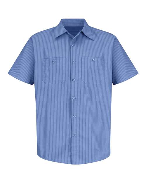 Industrial Stripe Short Sleeve Work Shirt | USA Decoration