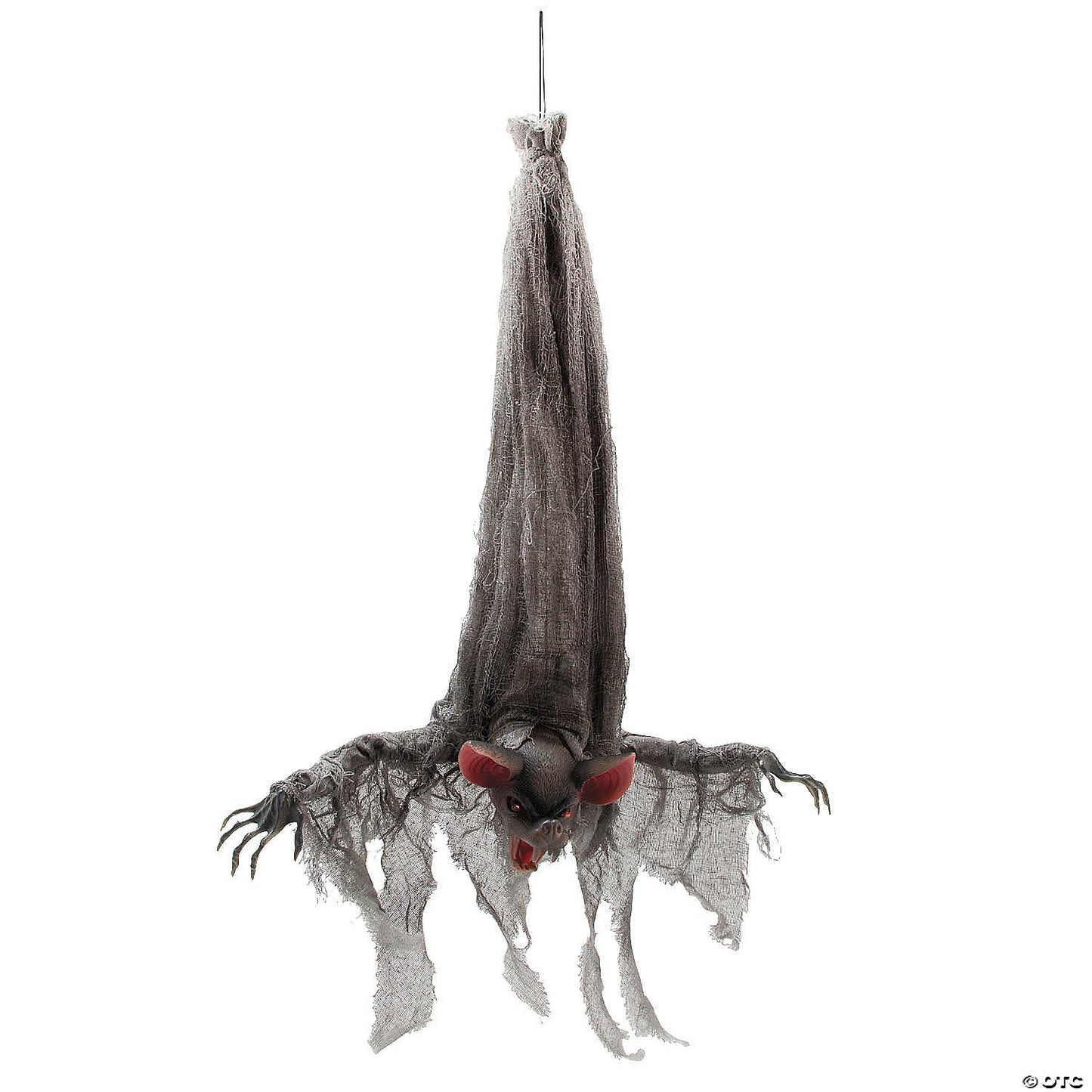 39 1/4" Animated Hanging Light-Up Upside-Down Gray Bat Halloween Decoration | USA Decoration®