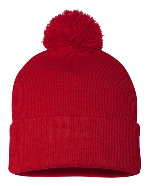 12" Pom-Pom Cuffed Beanie | USA Decoration