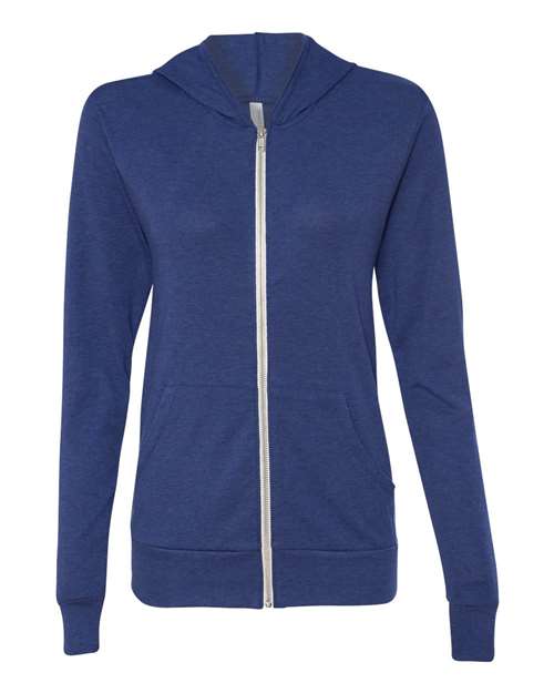 Triblend Lightweight Full-Zip Hooded Long Sleeve Tee | USA Decoration