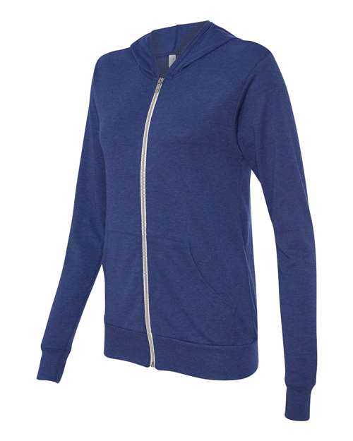 Triblend Lightweight Full-Zip Hooded Long Sleeve Tee | USA Decoration