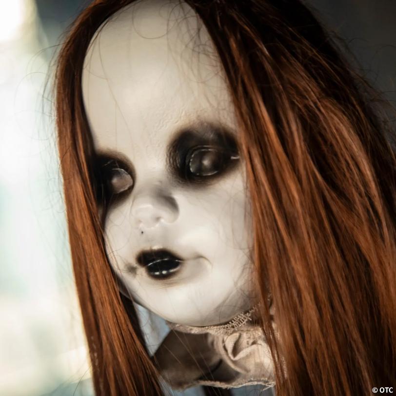 39 1/4" Hanging Girl Red-Haired Light-Up Doll with Separated Head Halloween Decoration