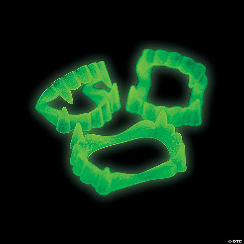 2 1/2" Bulk 72 Pc. Glow-in-the-Dark BPA-Free Plastic Fangs Vampire Teeth | USA Decoration®