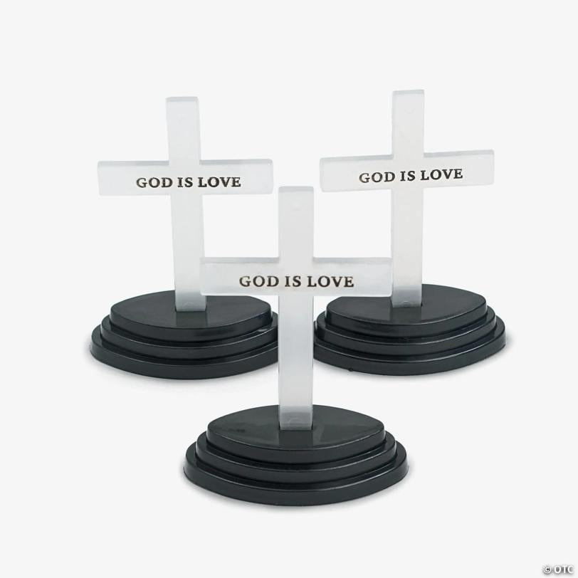 3 1/2" Inspirational Glow-in-the-Dark God is Love Crosses - 12 Pc.