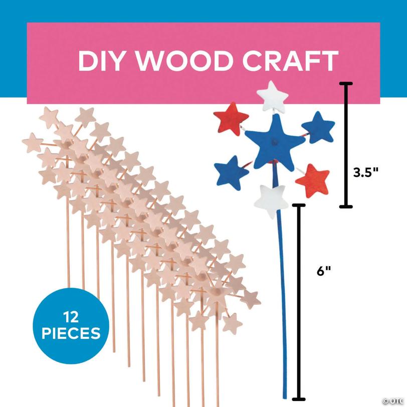 3 1/2" x 8 1/2" DIY Mini Wooden Star Pinwheels – 12 Pc.
