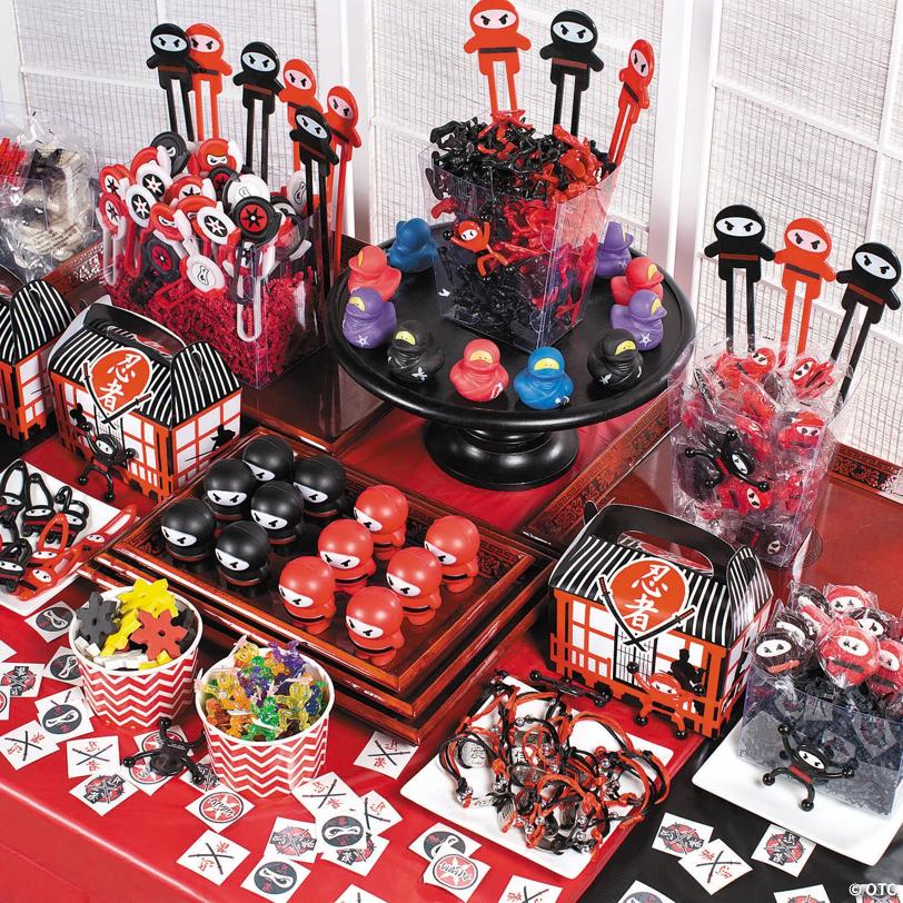 3 1/4" Stretchable Black & Red Flying Ninja Vinyl Toys - 12 Pc.