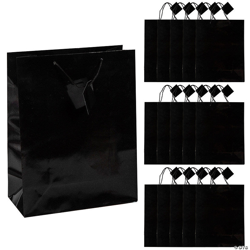 10 1/2" x 13" Large Black Gift Bags - 12 Pc. halloween