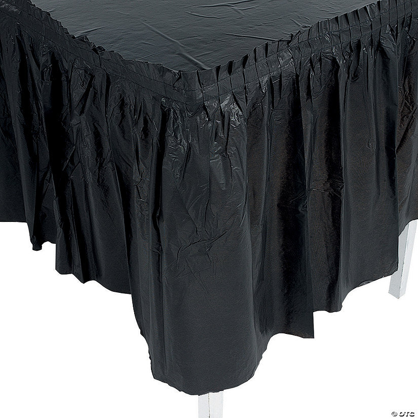 14 ft. x 29" Black Pleated Plastic Table Skirt | USA Decoration®