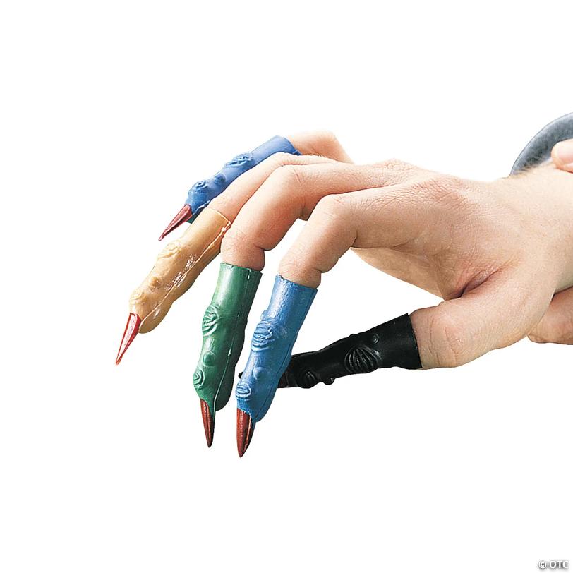 3" Bulk 72 Pc. Creepy Solid Color Vinyl Martian Fingers with Red Nails