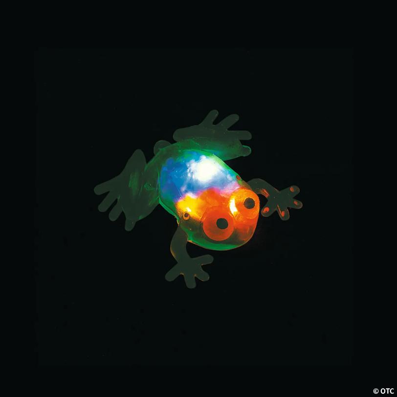 3" Flashing Squishy Red, Green, Purple & Blue Frogs with Beads - 12 Pc.