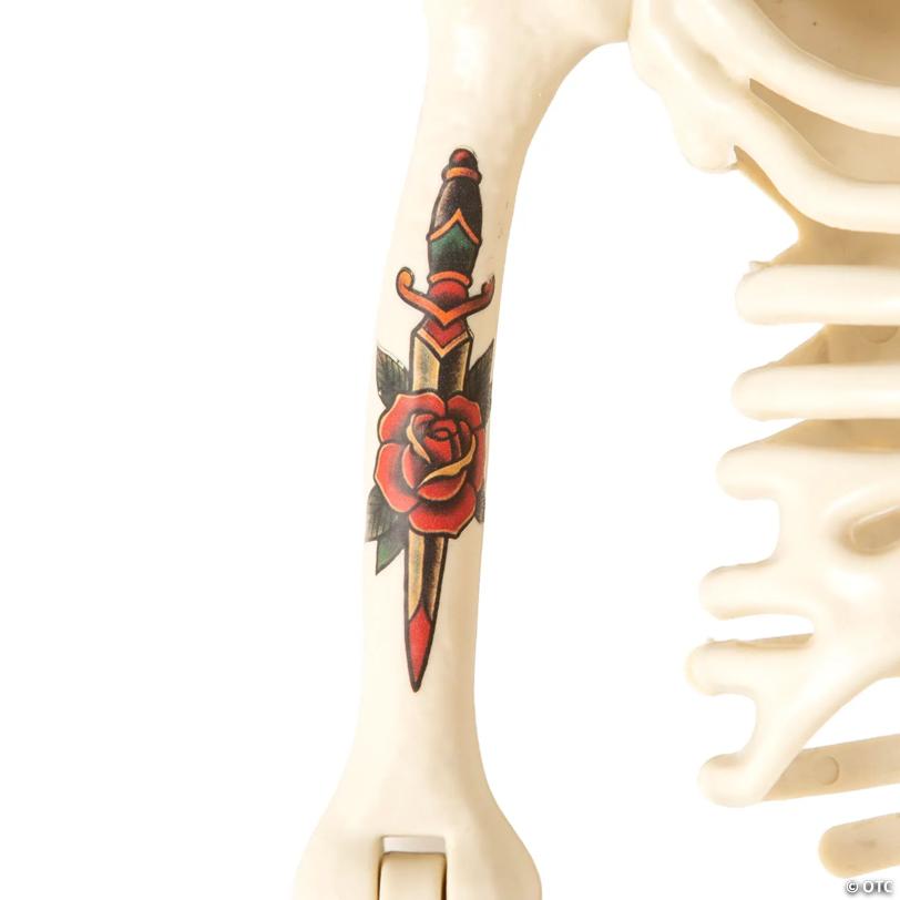 3 Ft. Posable Skeleton with Tattoos Halloween Decoration