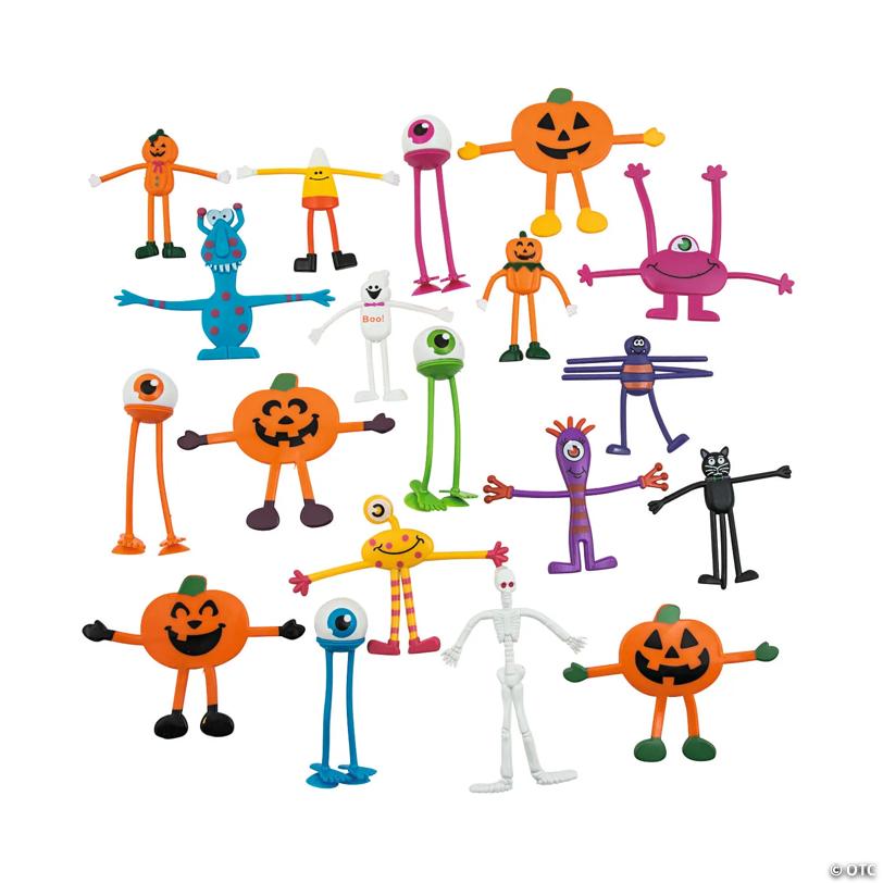 3" - 5" Mega Bulk 100 Pc. Halloween Plastic Bendable Assortment