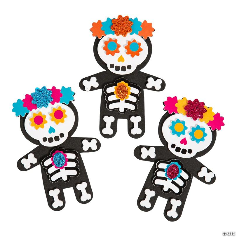 3" x 4 1/4" Day of the Dead Foam Magnet Craft Kit - Makes 12