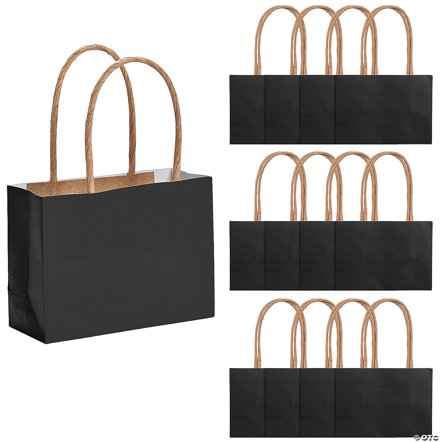 4 1/2" x 3 1/4" Mini Black Kraft Paper Gift Bags - 12 Pc.