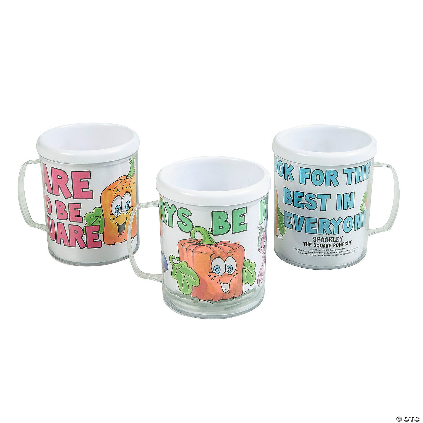 4" 8 oz. Color Your Own Spookley the Square Pumpkin™ BPA-Free Plastic Mugs - 12 Pc. | USA Decoration®