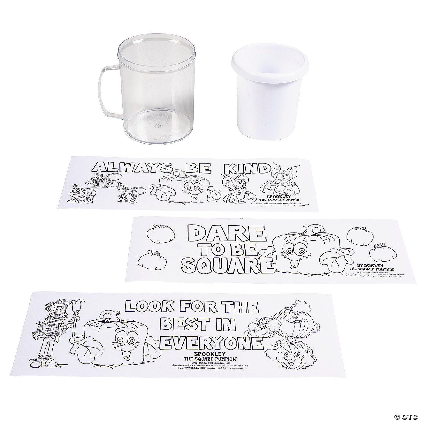 4" 8 oz. Color Your Own Spookley the Square Pumpkin™ BPA-Free Plastic Mugs - 12 Pc. | USA Decoration®