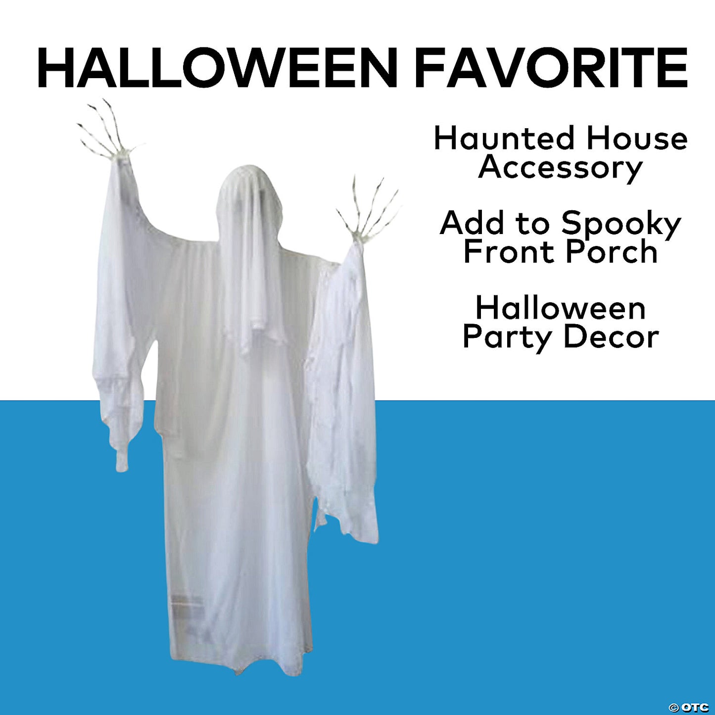 4 Ft. 7" x 5 Ft. 5 1/2" Skeleton Ghost Animated Prop Standing Halloween Decoration | USA Decoration®