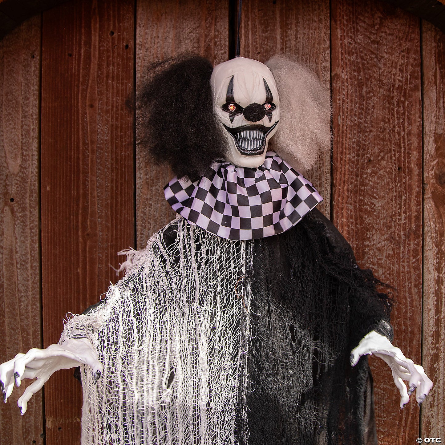 4 Ft. Hanging Black White Clown Animated Prop Halloween Decoration | USA Decoration®