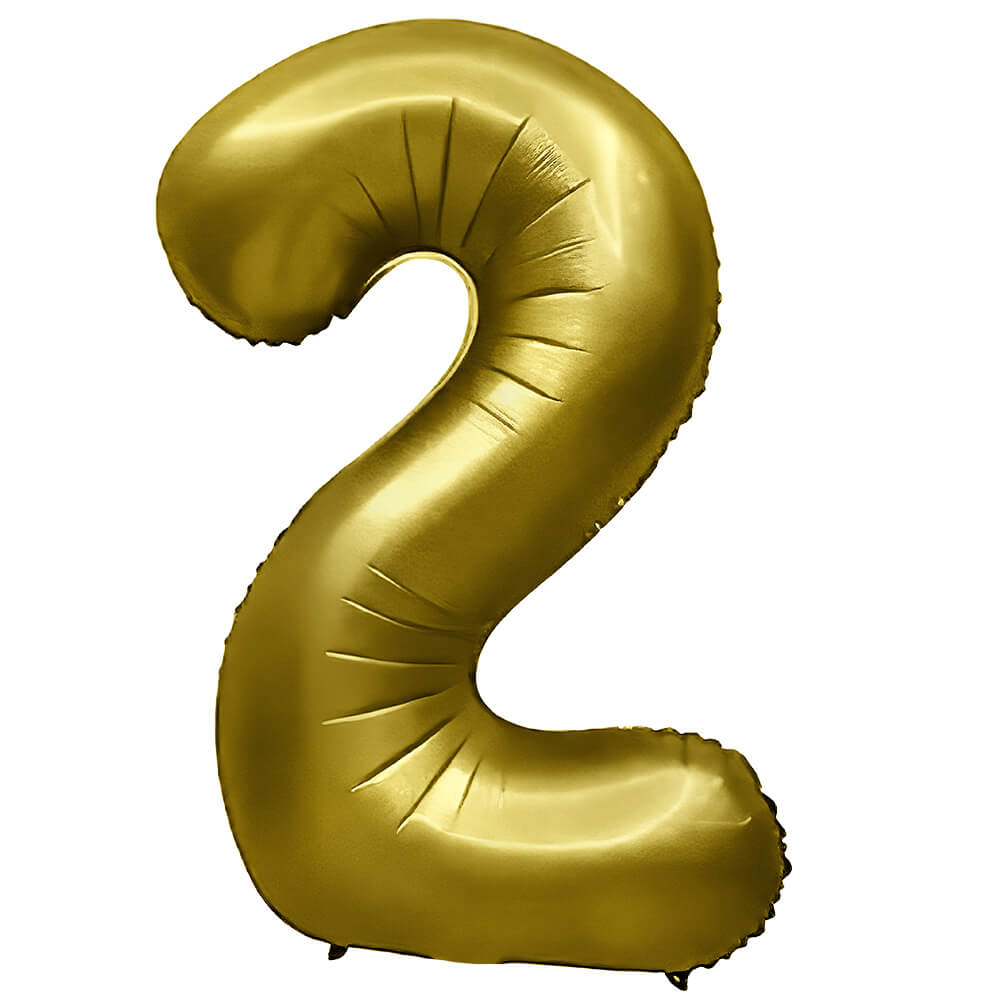 32 inch NUMBER 2 - METAL BALLOONS - VINTAGE GOLD | USA Decoration®
