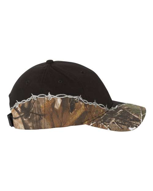 Licensed Camo with Barbed Wire Embroidery Cap | USA Decoration