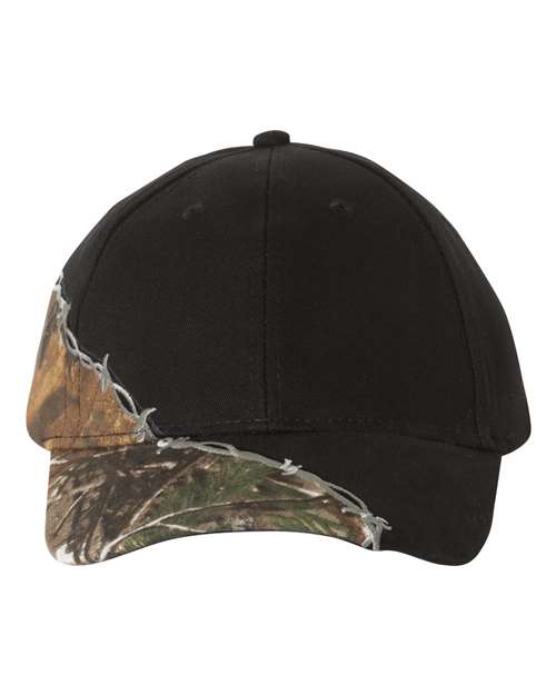 Licensed Camo with Barbed Wire Embroidery Cap | USA Decoration