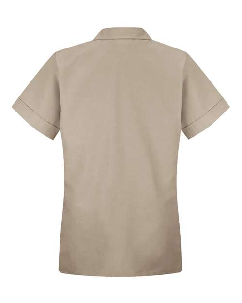 Women's Loose Fit Short Sleeve Button Smock | USA Decoration