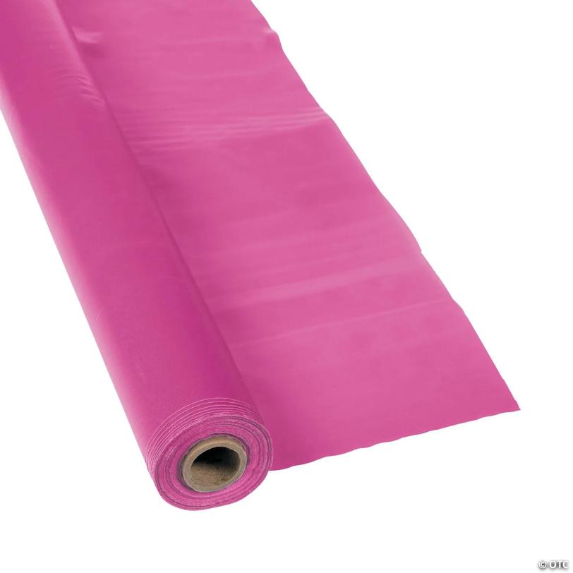 40" x 100 ft. Hot Pink Bright Disposable Plastic Tablecloth Roll | USA Decoration®