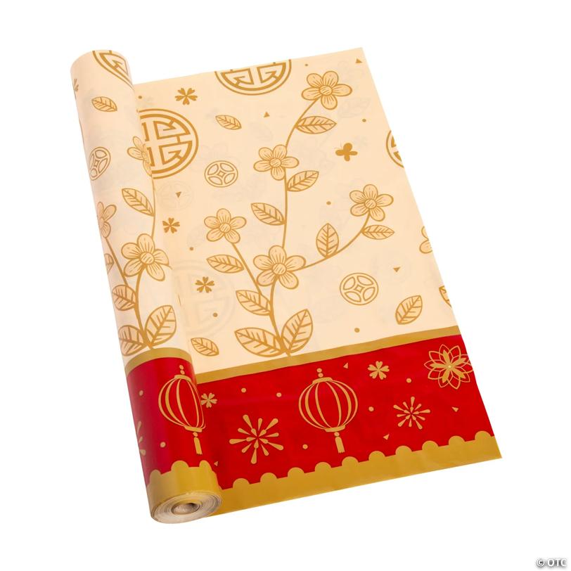 40" x 100 ft. Lunar New Year Plastic Tablecloth Roll | USA Decoration®