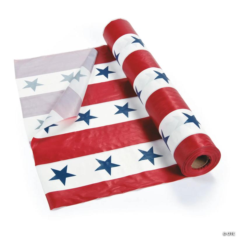 40" x 100 ft. Patriotic Red, White & Blue Disposable Plastic Tablecloth Roll | USA Decoration®