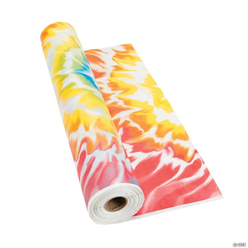 40" x 100 ft. Tie-Dye Pattern Disposable Plastic Tablecloth Roll | USA Decoration®