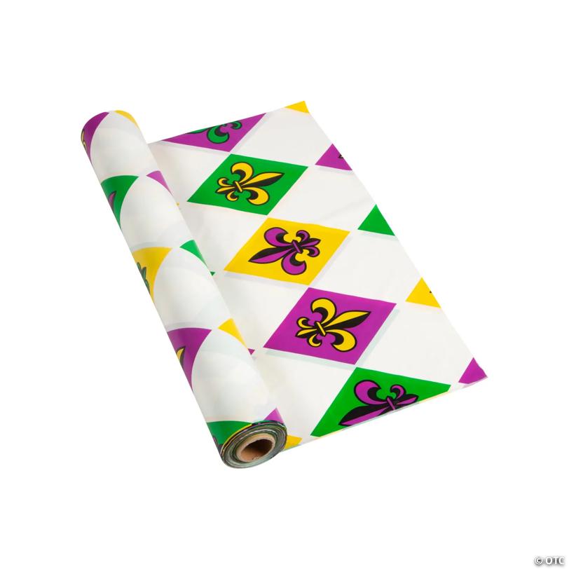 40" x 100 ft. Mardi Gras Plastic Tablecloth Roll | USA Decoration®