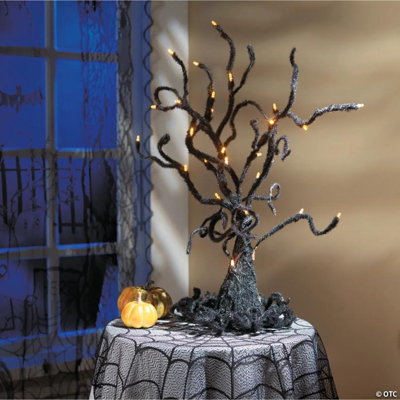 40" x 7 Ft. Spooky Light-Up Lace Curtain Panel Halloween Decoration