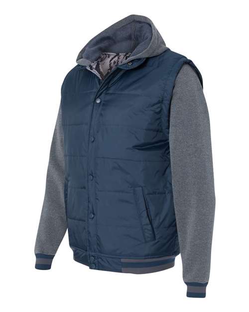 Peppered Fleece Lapover Hooded Sweatshirt | USA Decoration