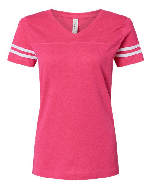 Women's Football V-Neck Fine Jersey Tee | USA Decoration