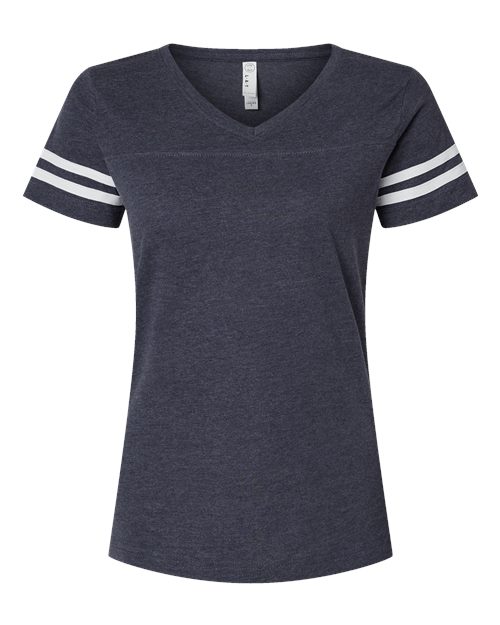 Women's Football V-Neck Fine Jersey Tee | USA Decoration