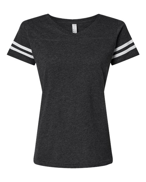 Women's Football V-Neck Fine Jersey Tee | USA Decoration