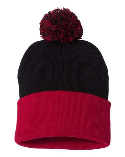 12" Pom-Pom Cuffed Beanie | USA Decoration