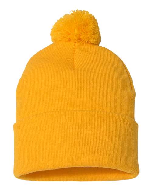 12" Pom-Pom Cuffed Beanie | USA Decoration