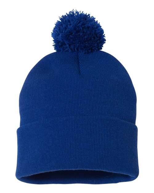 12" Pom-Pom Cuffed Beanie | USA Decoration