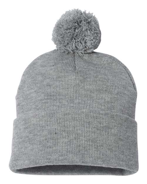 12" Pom-Pom Cuffed Beanie | USA Decoration