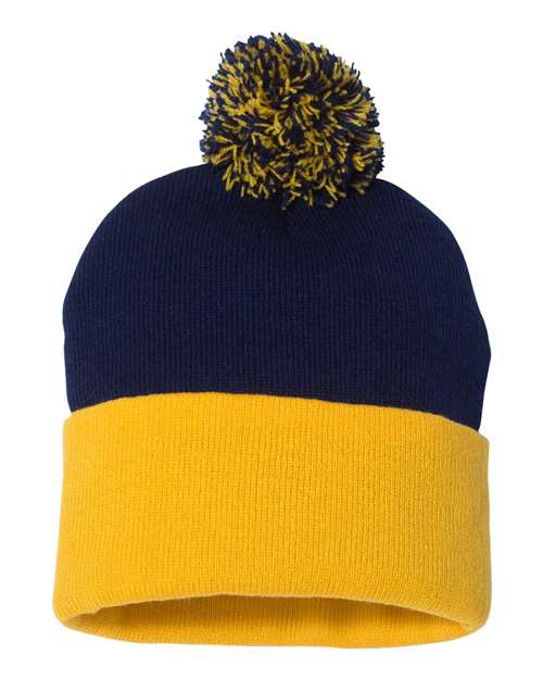 12" Pom-Pom Cuffed Beanie | USA Decoration