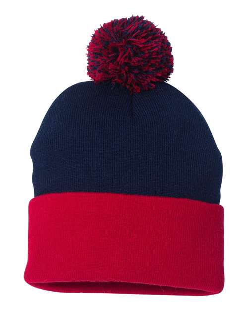 12" Pom-Pom Cuffed Beanie | USA Decoration