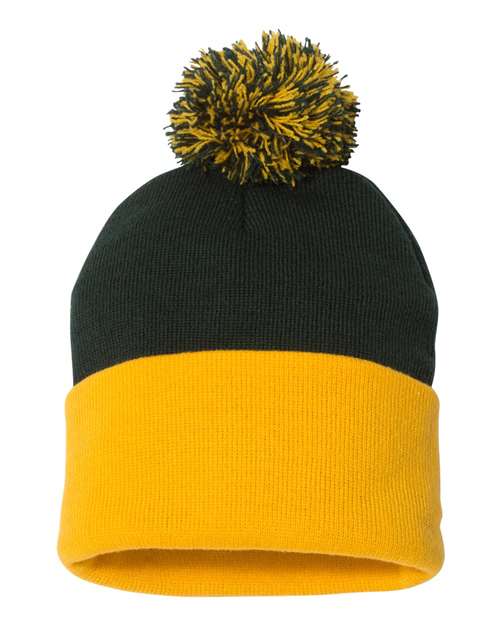 12" Pom-Pom Cuffed Beanie | USA Decoration