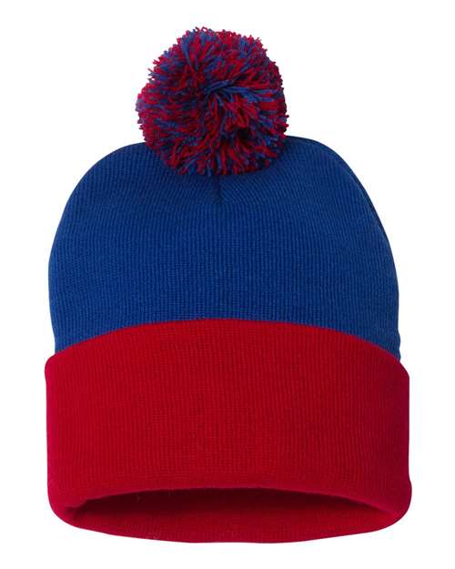 12" Pom-Pom Cuffed Beanie | USA Decoration