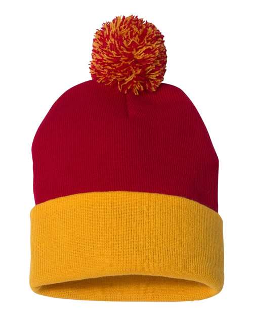 12" Pom-Pom Cuffed Beanie | USA Decoration
